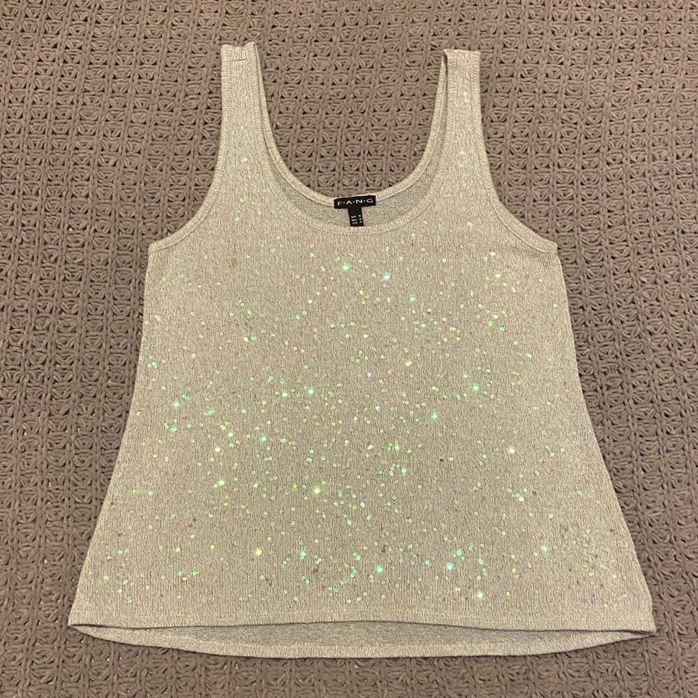 FANG sequined grey tank top
